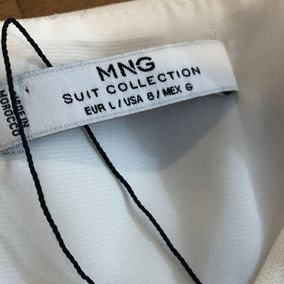 Mango Sleeveless Cream/White Fringe Hem Dress V-Neckline Back Zipper - Picture 6 of 8